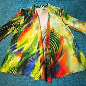 N Touch Abstract Print Kimono-style Cardigan Women's Size XL
